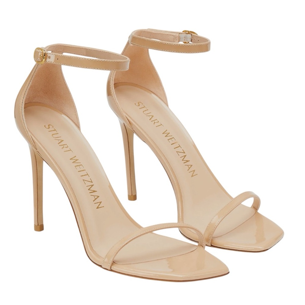 Stuart Weitzman Nudistcurve 75 Sandal Heels Size 9 Nude Color Adobe Square Toe